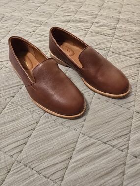 Patina Brown Leather Slip-On Loafers